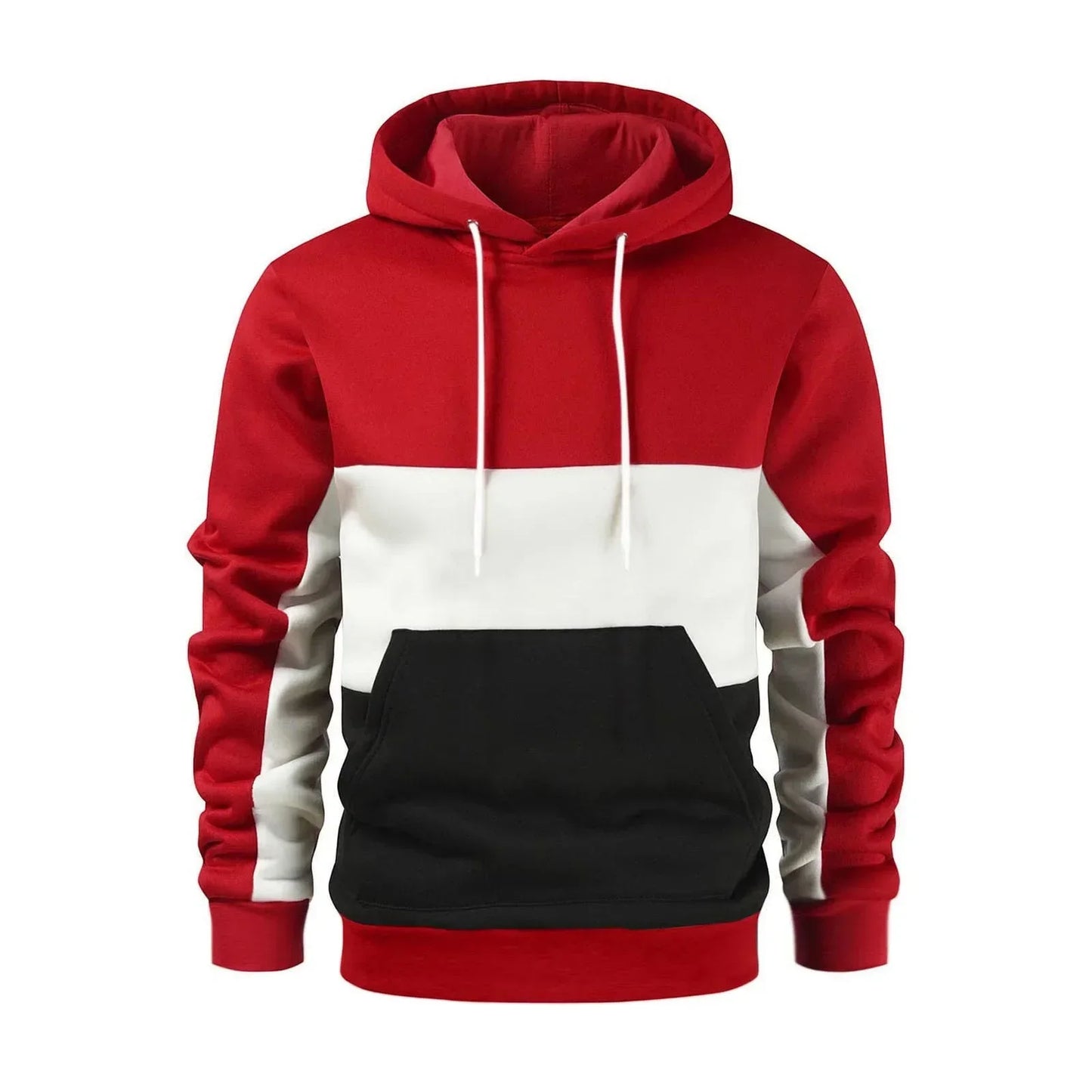 Men’s Modern Geometric Panel Pullover Hoodie – Casual Streetwear for Everyday Comfort