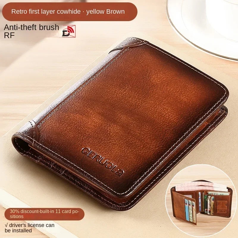Men’s Leather Wallet with Classic Design and Reinforced Stitching