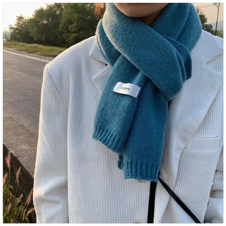 Men's Knitted Wool Scarf, Simple, Chic, Soft, Autumn Winter, Thermal Scarf