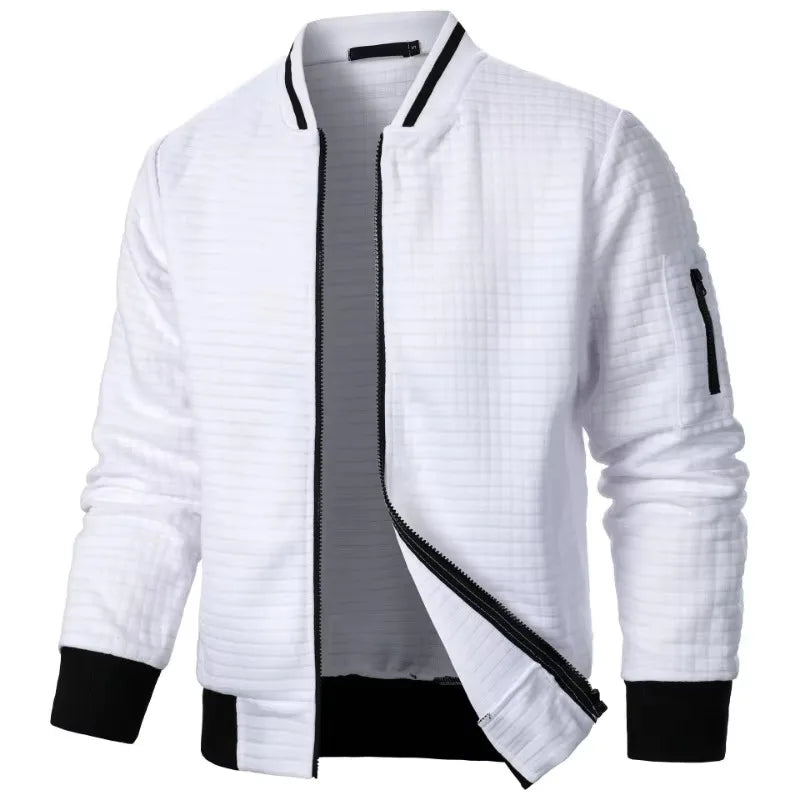 Urban Style Men’s Jacket with Textured Finish and Asymmetrical Zipper