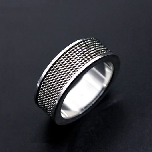Industrial Mesh Ring – Modern Stainless Steel Band for Men