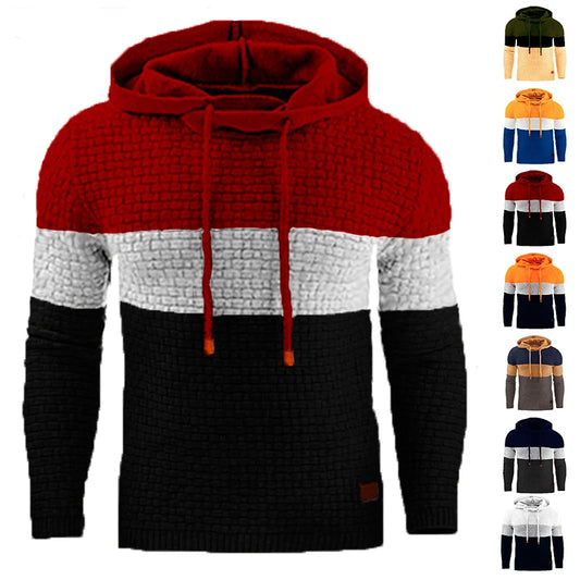 Men’s Textured Knit Pullover Hoodie – Stylish Comfort for Fall and Winter Looks