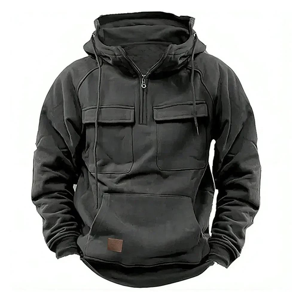 Men’s Hoodie with Front Zipper and Utility Style Chest Pockets