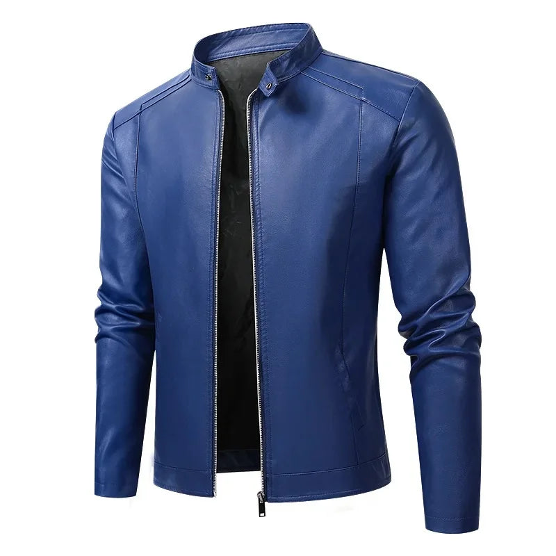 Men’s Biker-Style Jacket with Contrasting Panels and Functional Zippers