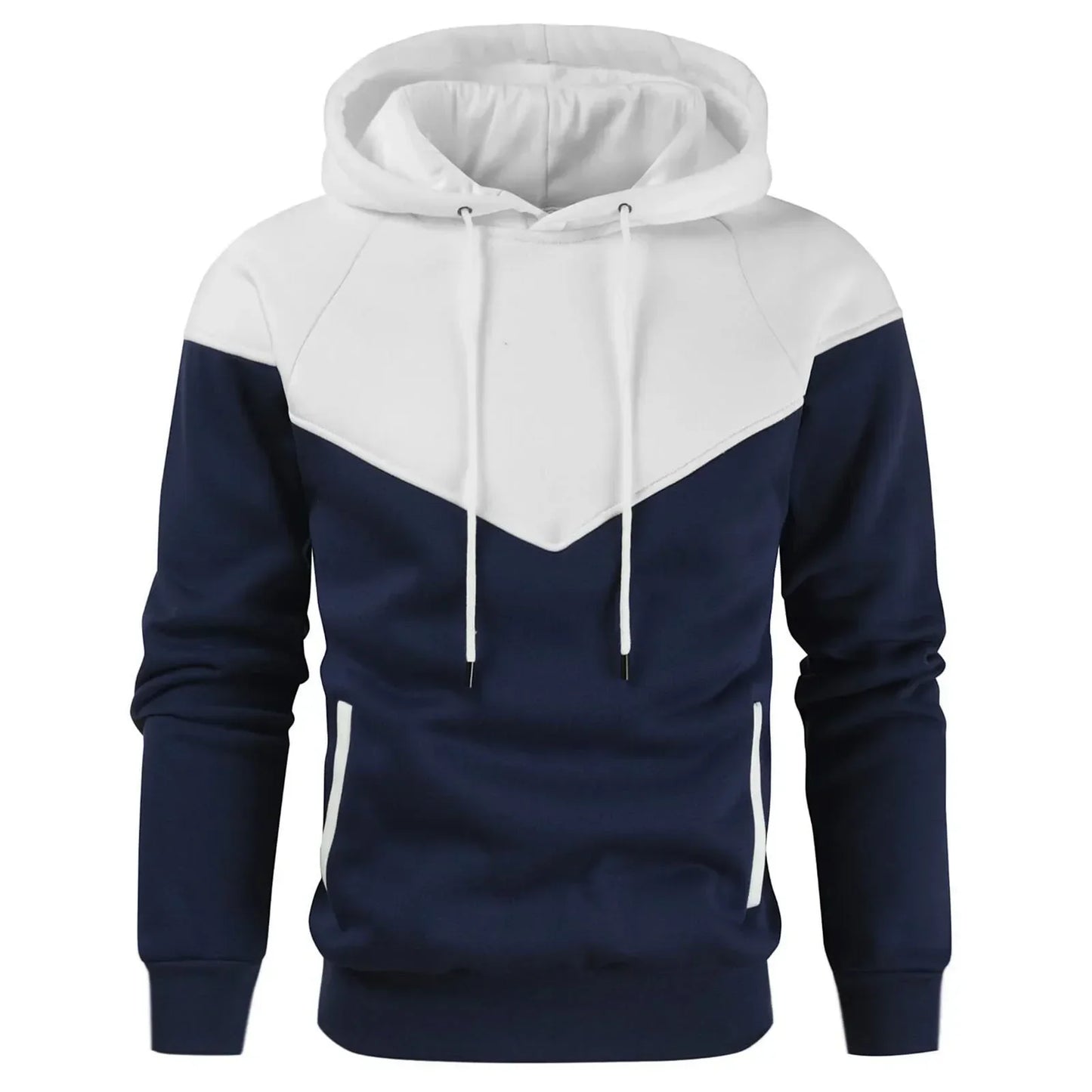 Men’s Modern Geometric Panel Pullover Hoodie – Casual Streetwear for Everyday Comfort