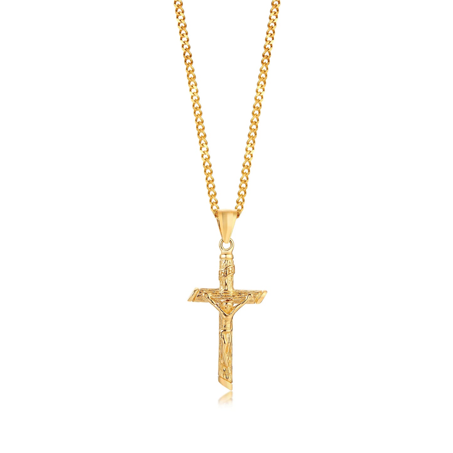 Gold Crucifix Pendant Necklace – Classic Religious Design