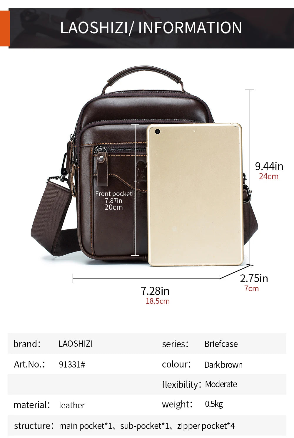 Men’s Vintage Leather Shoulder Bag – Small Crossbody Messenger with Multi-Pockets for Work, Travel & Daily Use