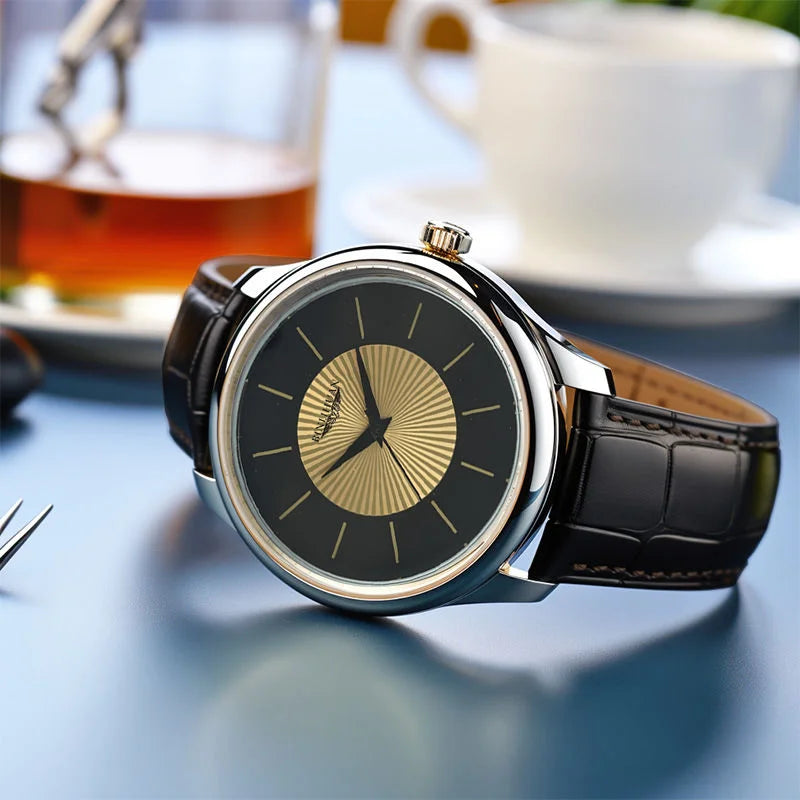 Luxury Brand Men's Business Waterproof Quartz Leather Wrist Watch