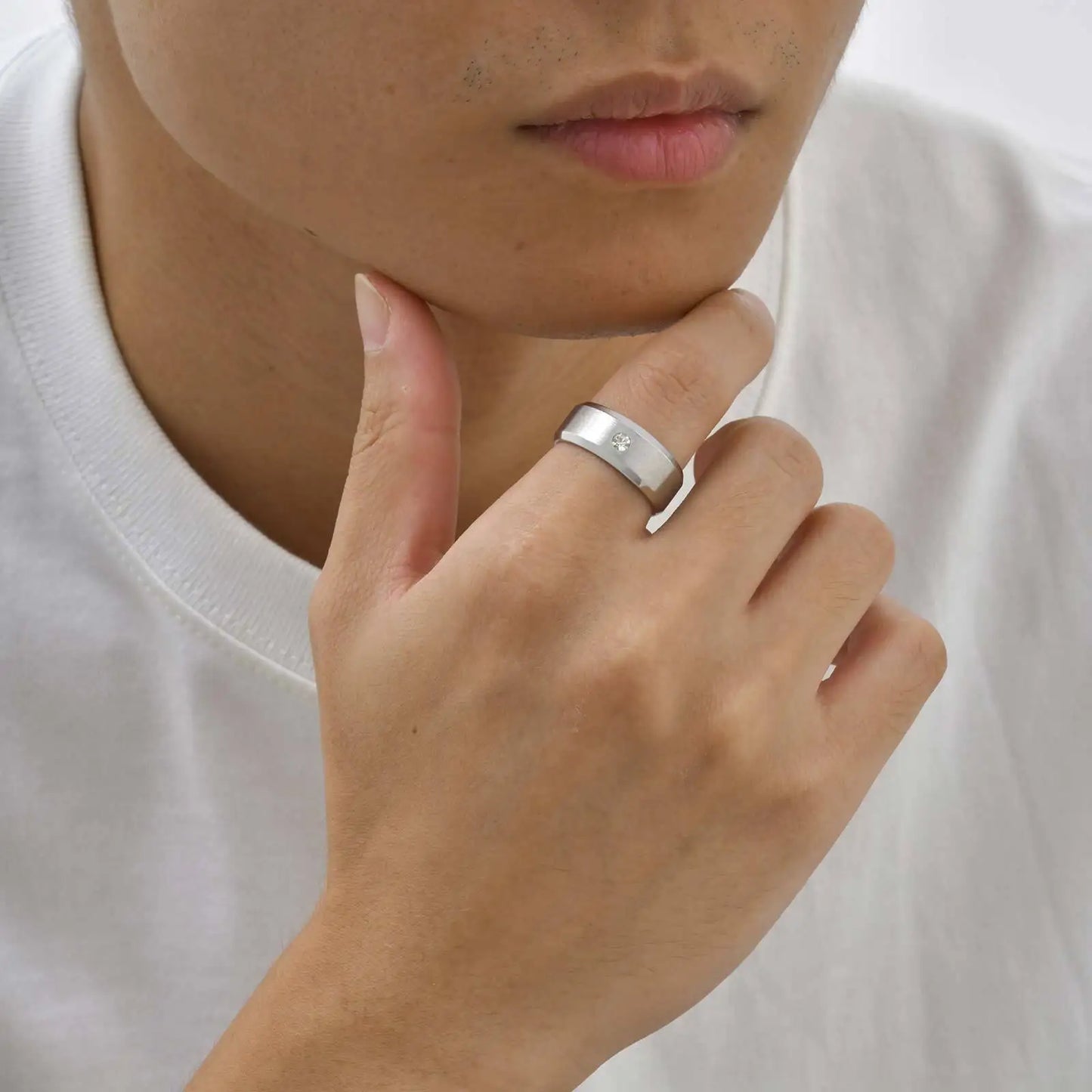 Men's Stainless Steel Zirconia Ring, Comfortable and Sturdy Fit, Engagement Ring for Men