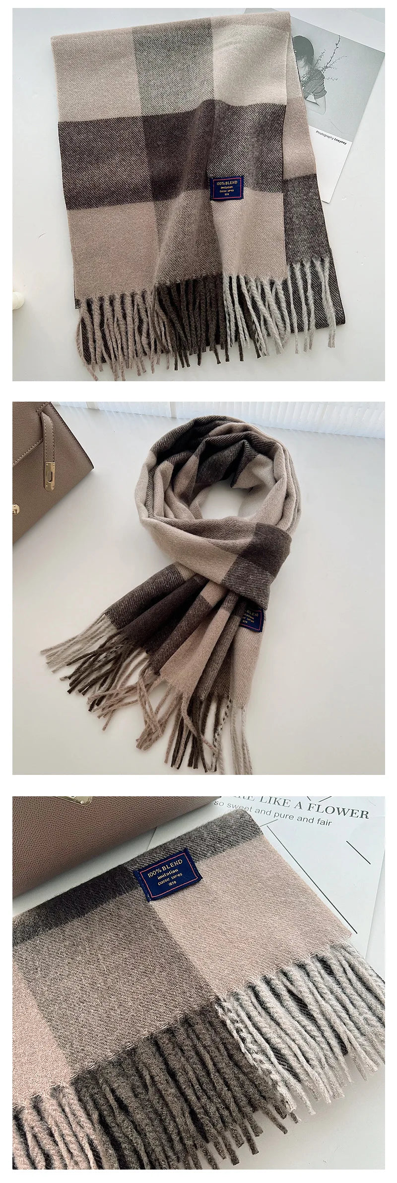 Classic Checkered Scarf with Fringes – Style and Comfort