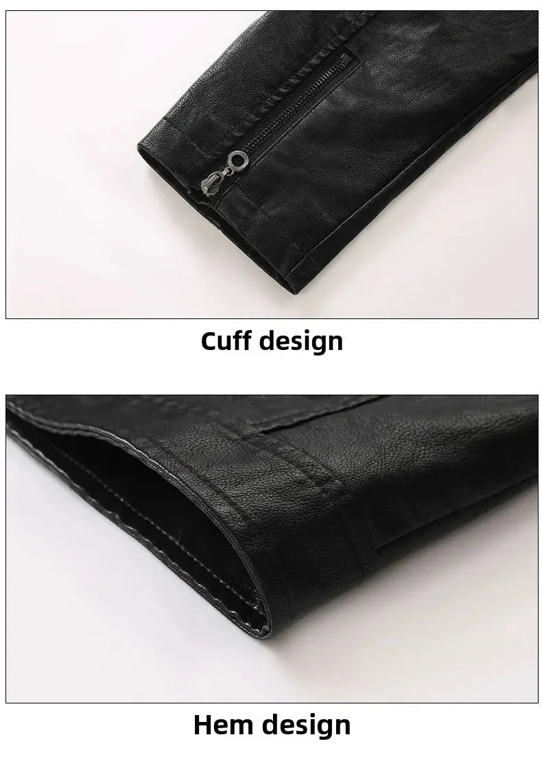 Men’s Biker-Style Jacket with Contrasting Panels and Functional Zippers