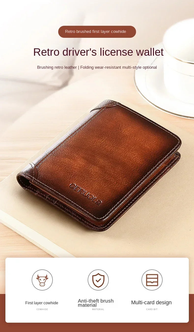Men’s Leather Wallet with Classic Design and Reinforced Stitching