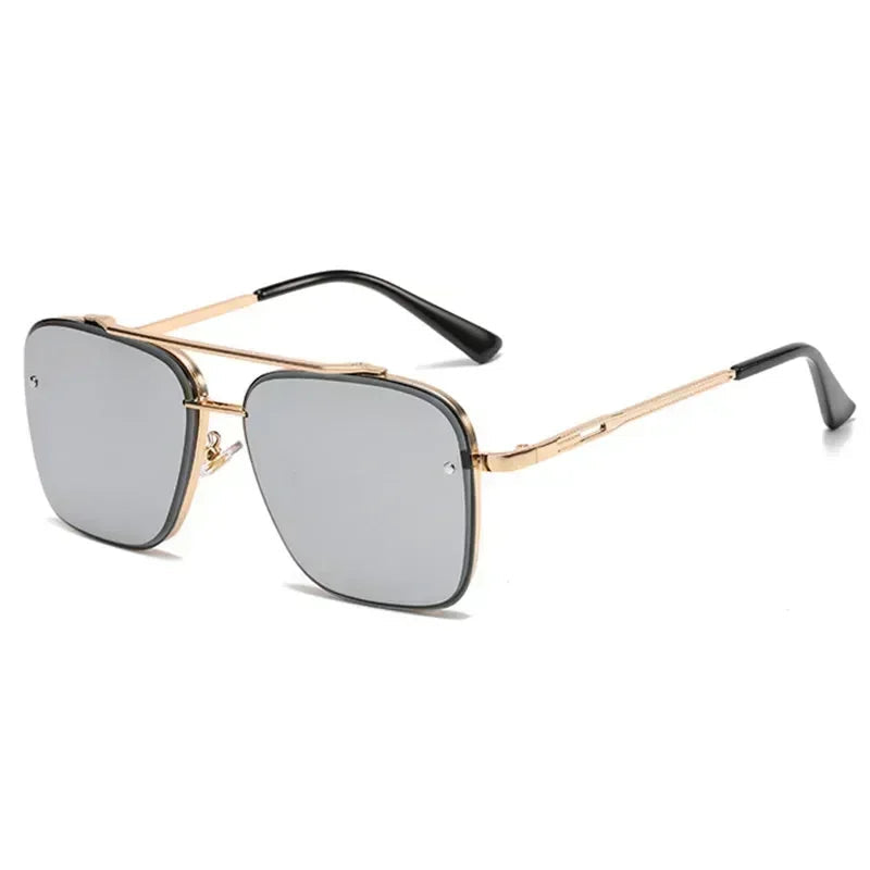 Aviator-Style Sunglasses with Geometric Lens Design – Modern Elegance UV400