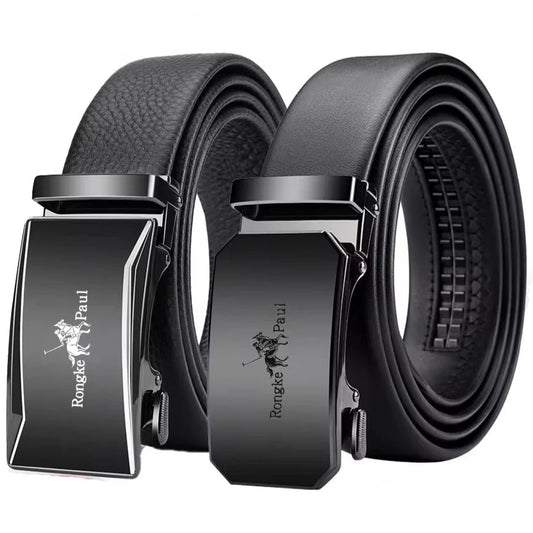 Men's Genuine Leather Belt, Automatic Belt with Adjustable Waistband