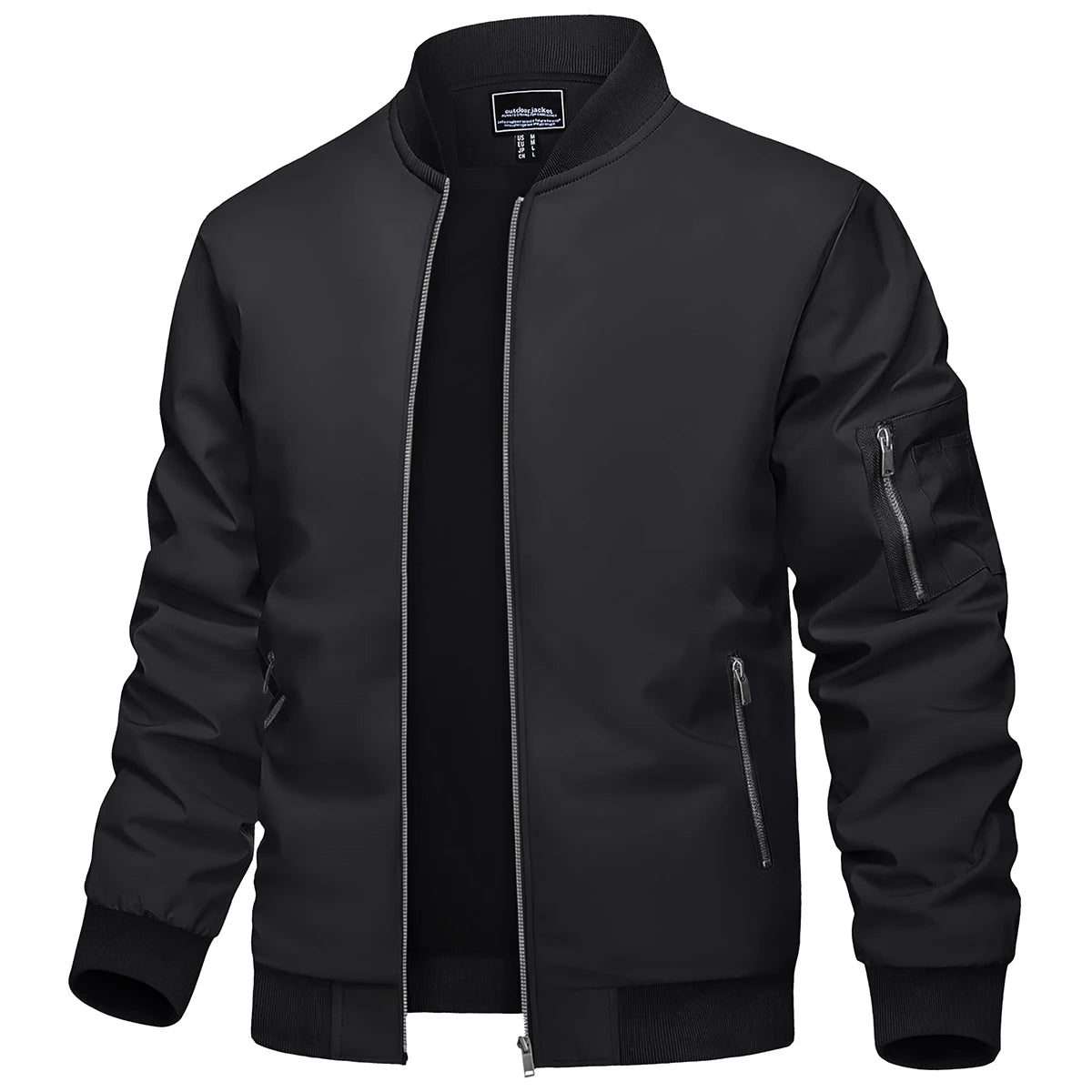 Men’s Bomber Style Jacket with Metallic Zippers