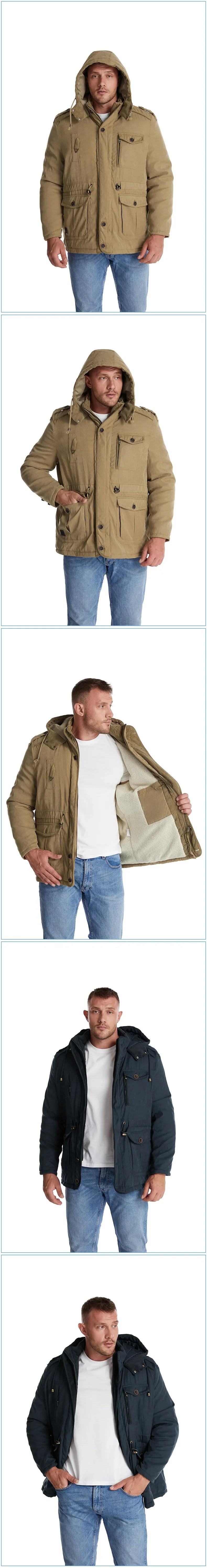 Men’s Quilted Jacket with Hood and Multiple Functional Pockets