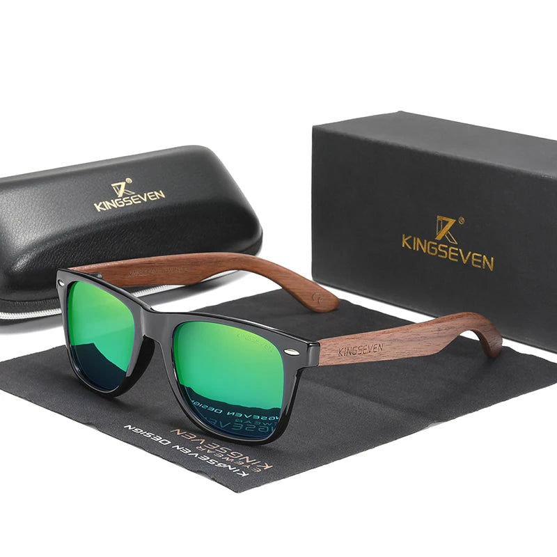 Handmade Men's Wooden Frame Sunglasses with UV400 Protection