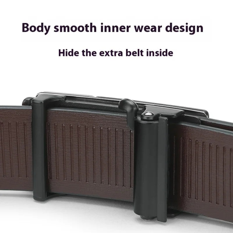 Men’s Leather Belt with Automatic Ratchet Buckle – Elegant and Adjustable