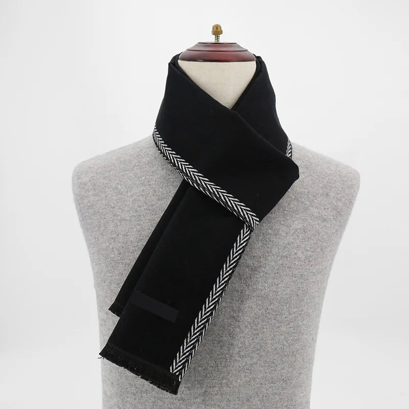 Men’s Minimalist Scarf with Herringbone Detail