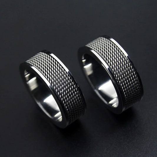Industrial Mesh Ring – Modern Stainless Steel Band for Men
