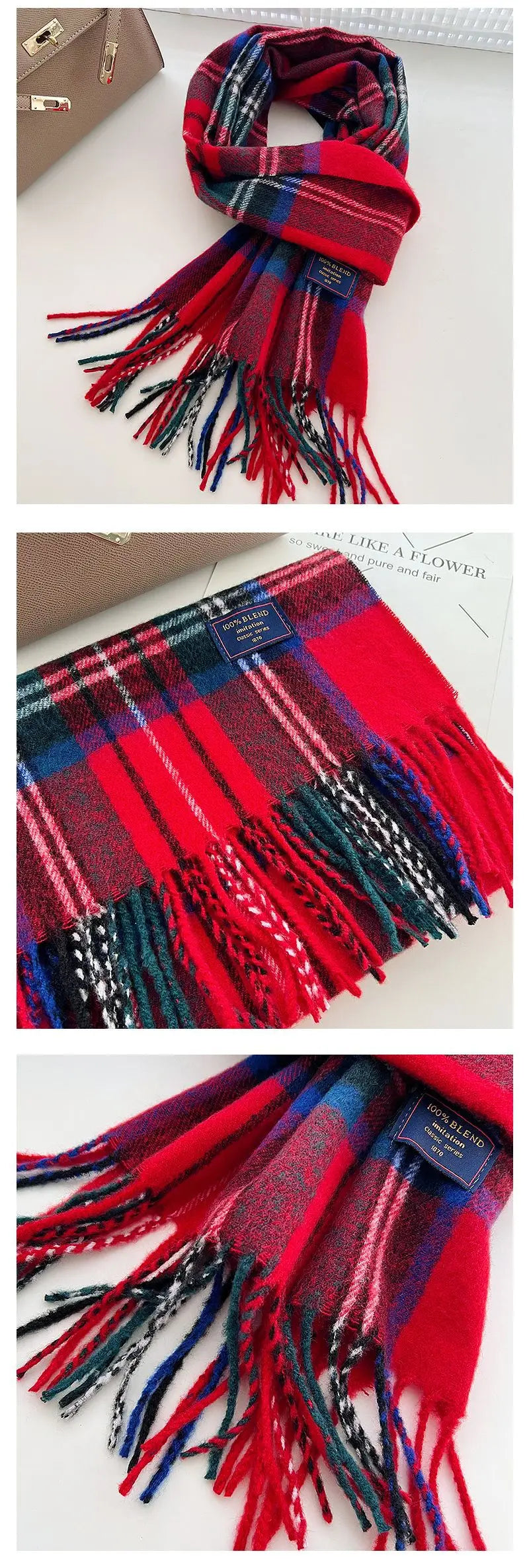 Classic Checkered Scarf with Fringes – Style and Comfort