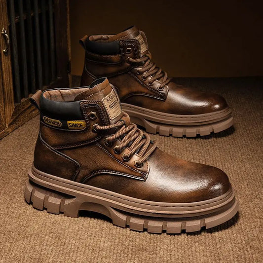 Men's Leather Boots - Comfortable Retro Boots for Men