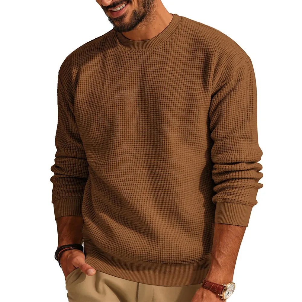 Urban Classic: Solid Color Wedge-Top Pullover Sweater for Men – Soft Knit & Stylish Fit
