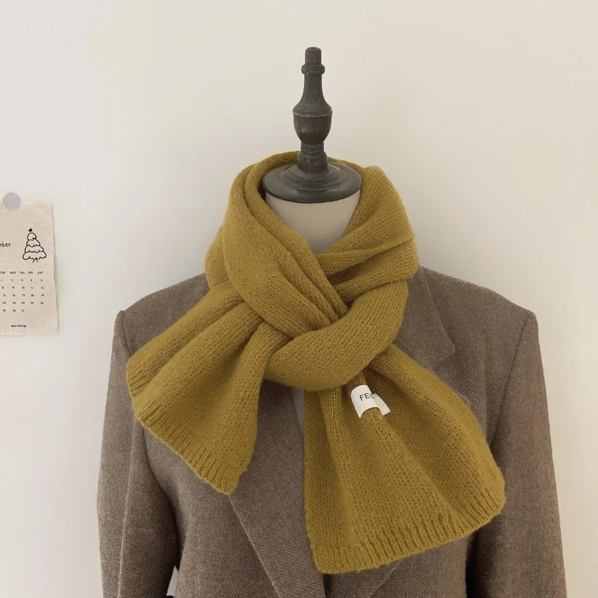 Men's Knitted Wool Scarf, Simple, Chic, Soft, Autumn Winter, Thermal Scarf
