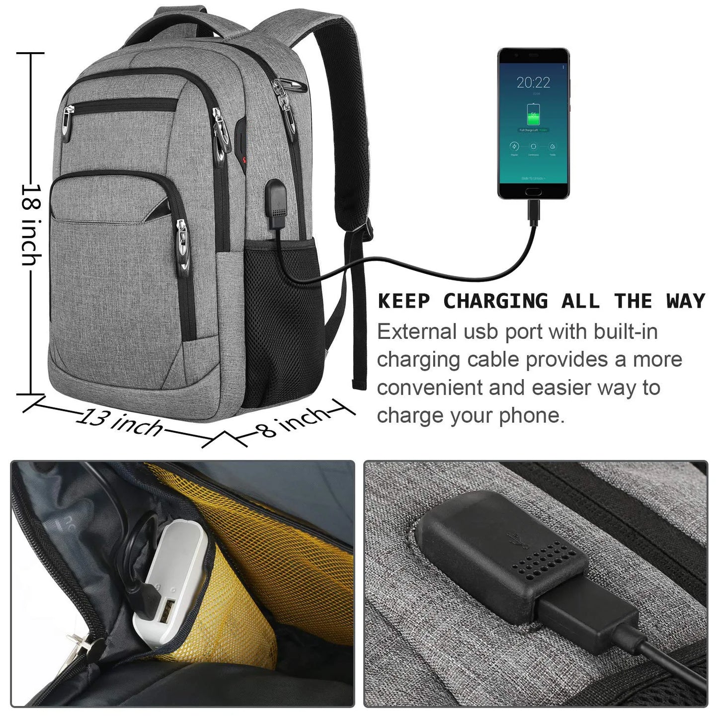 Men’s Executive Anti-Theft Backpack – Modern, Technological and Spacious