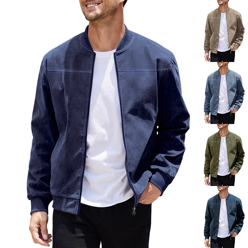 Men’s Minimalist Casual Jacket with Front Zipper Closure
