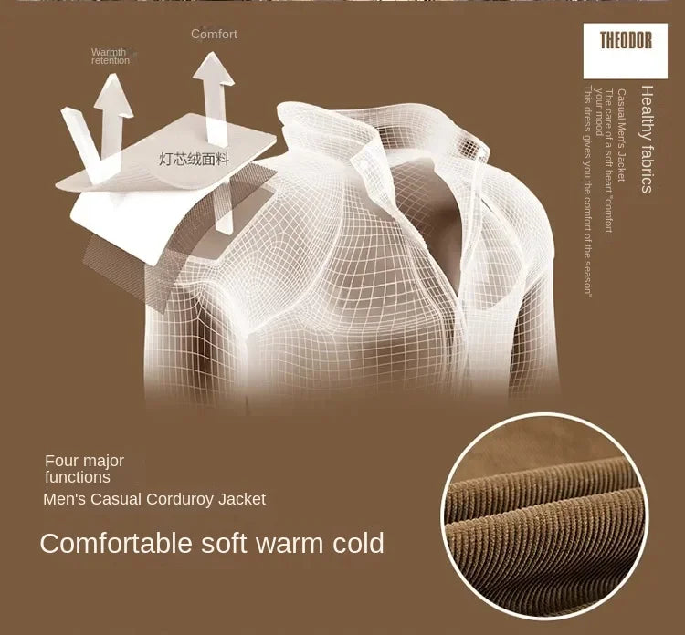 Men’s Workwear-Inspired Jacket with Sherpa Lining and Corduroy Finish