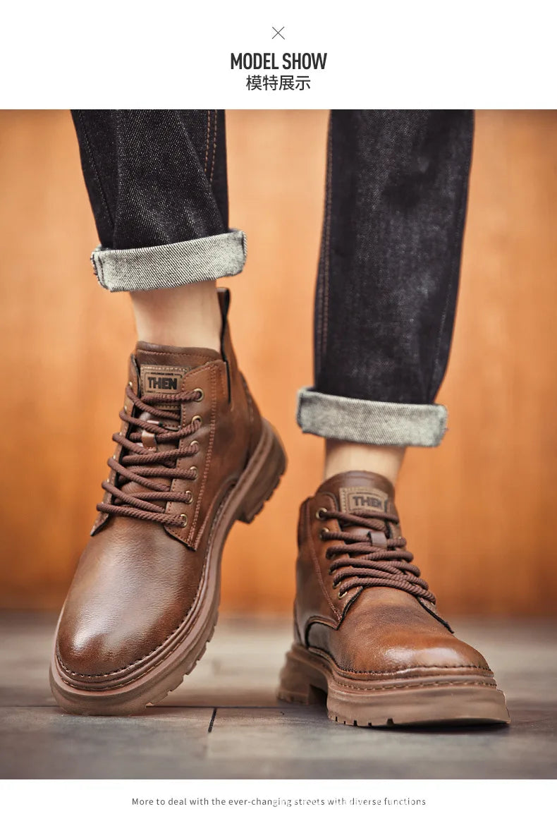 Luxuriöser Herrenstiefel – Britischer Retro-Stil, hochwertiges Lederschuhwerk