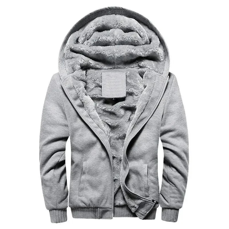 Men’s Fleece-Lined Hoodie with Camouflage Sleeves and Full Insulation
