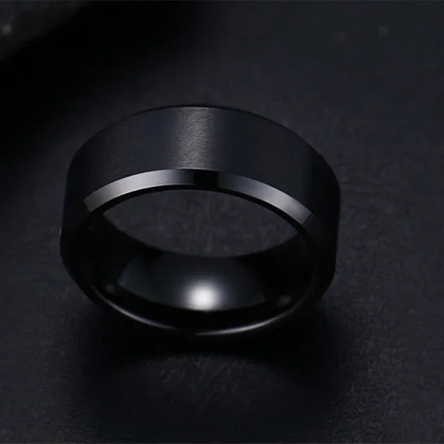 Black Stainless Steel Rings, Wedding & Engagement Band, Quality Matte Men's Jewelry