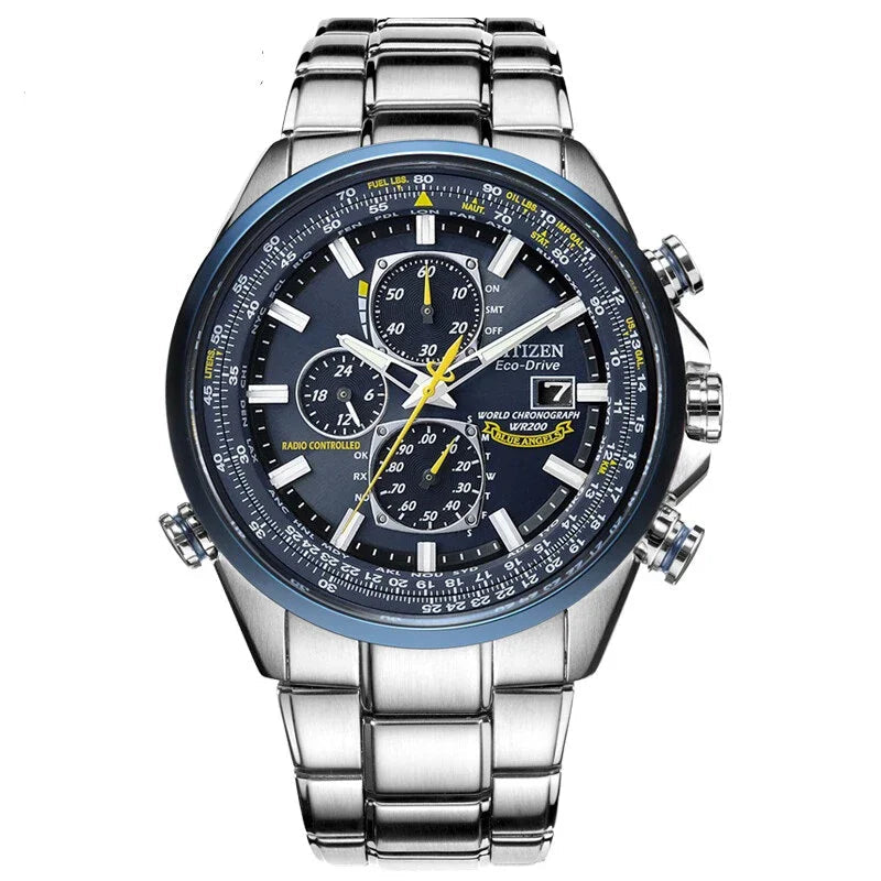 Men’s Sport Chronograph Watch with Perforated Strap and Multi-Function Dial