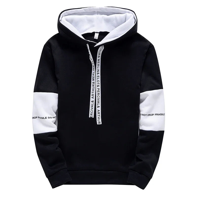 Men’s Bicolor Hoodie – Urban Style with Text Detail