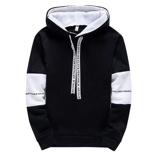 Men’s Bicolor Hoodie – Urban Style with Text Detail