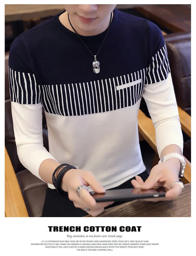 Men’s Sweater with Vertical Stripe Detail