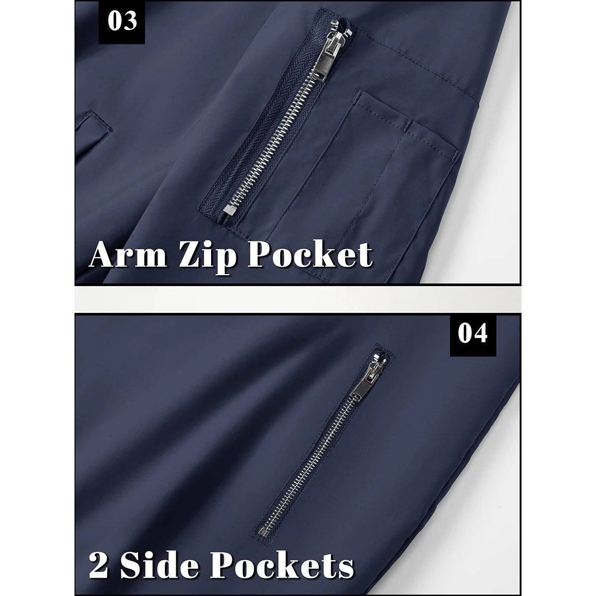 Men’s Bomber Style Jacket with Metallic Zippers