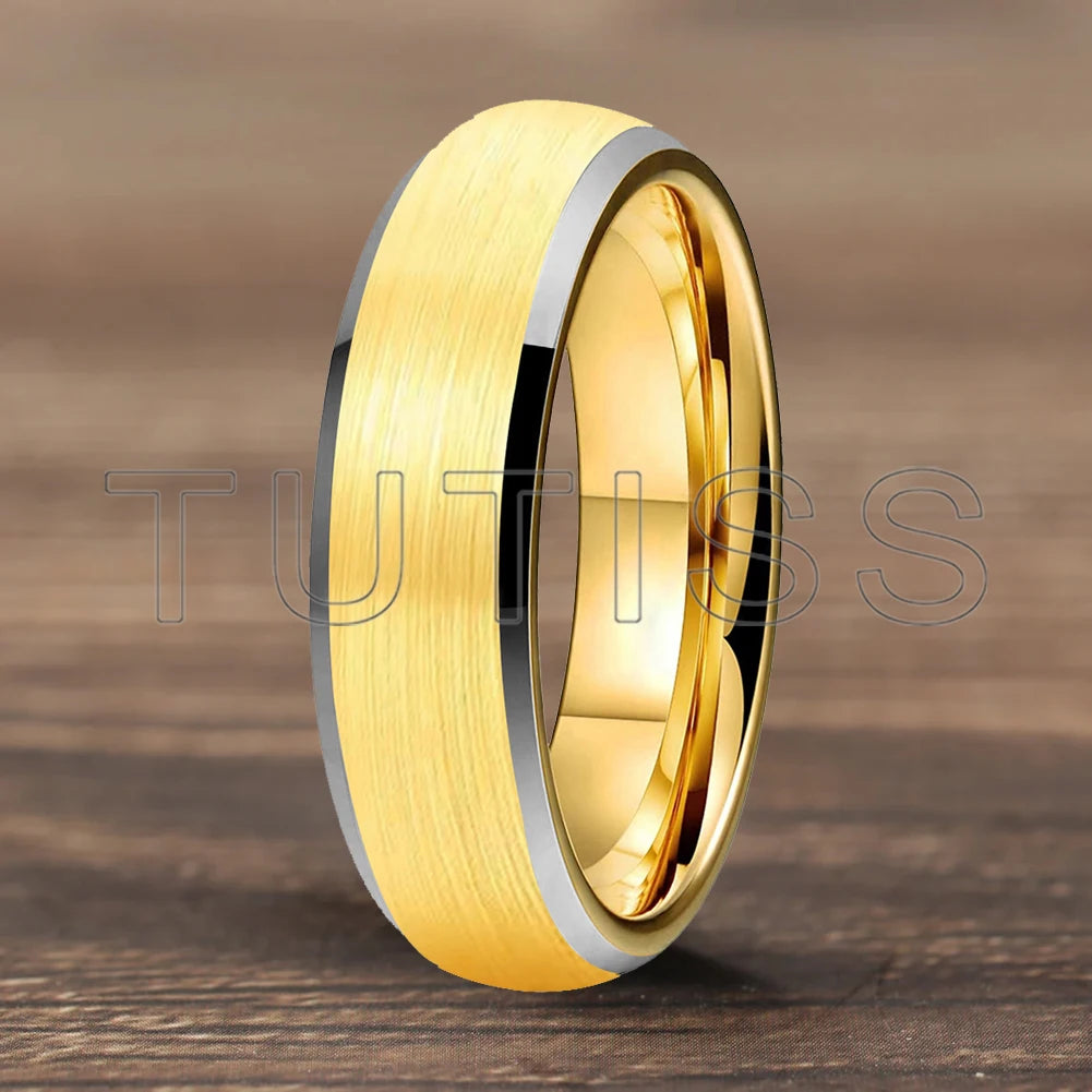 6/8mm Tungsten Carbide Engagement Ring for Men, Modern Engagement Ring Dome, Brushed Slant Edge