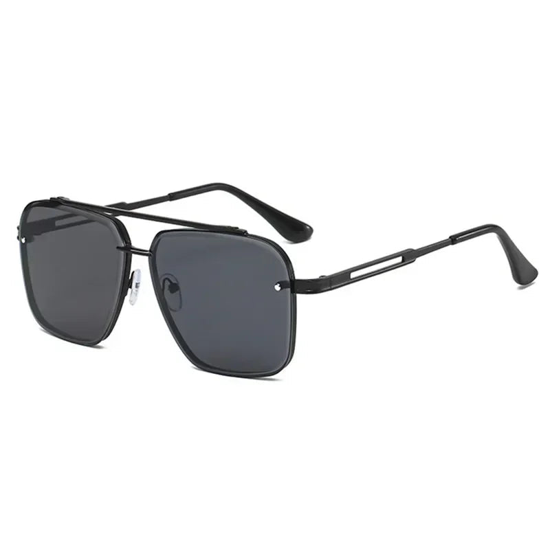 Aviator-Style Sunglasses with Geometric Lens Design – Modern Elegance UV400