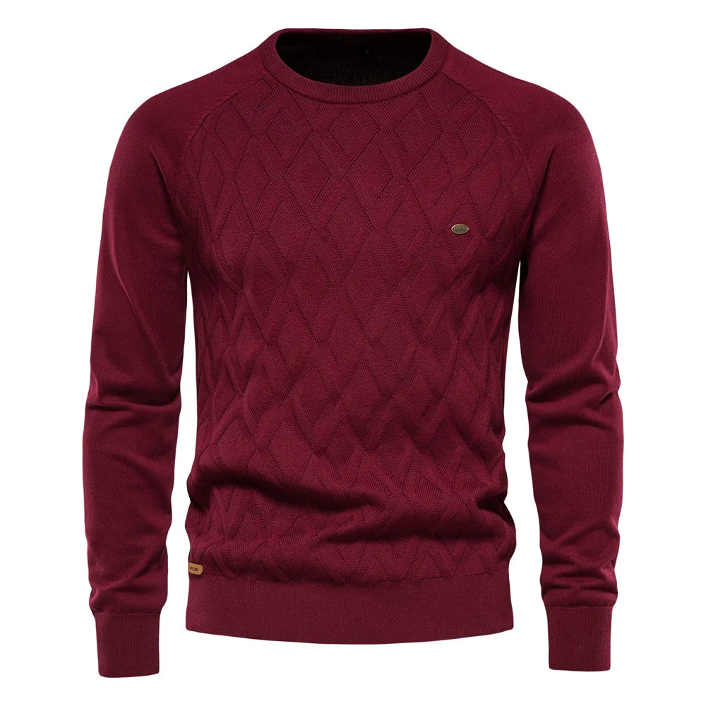 Men’s Diamond Knit Sweater – Subtle Elegance for Cold Days