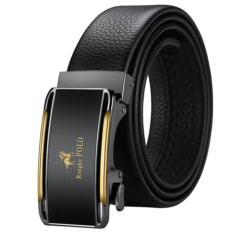 Men's Genuine Leather Belt, Automatic Belt with Adjustable Waistband