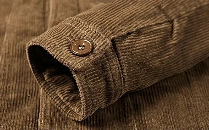 Men’s Workwear-Inspired Jacket with Sherpa Lining and Corduroy Finish