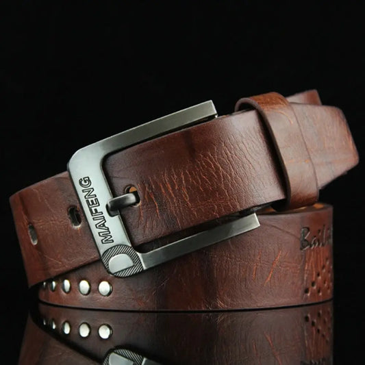 Men’s Casual Leather Belt with Classic Buckle – Durable and Versatile