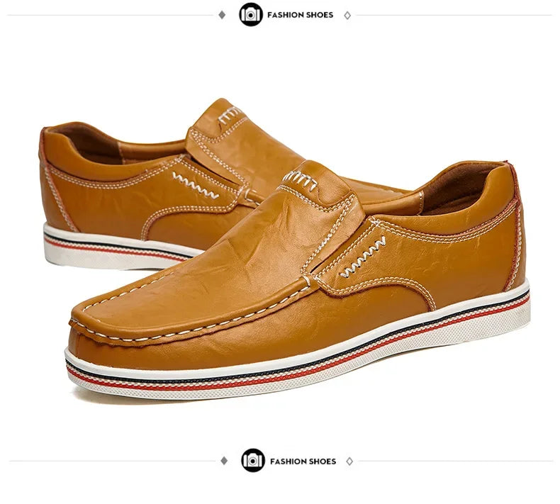Freizeitschuhe aus Leder für Herren – Niedriger Mokassin, echtes Leder