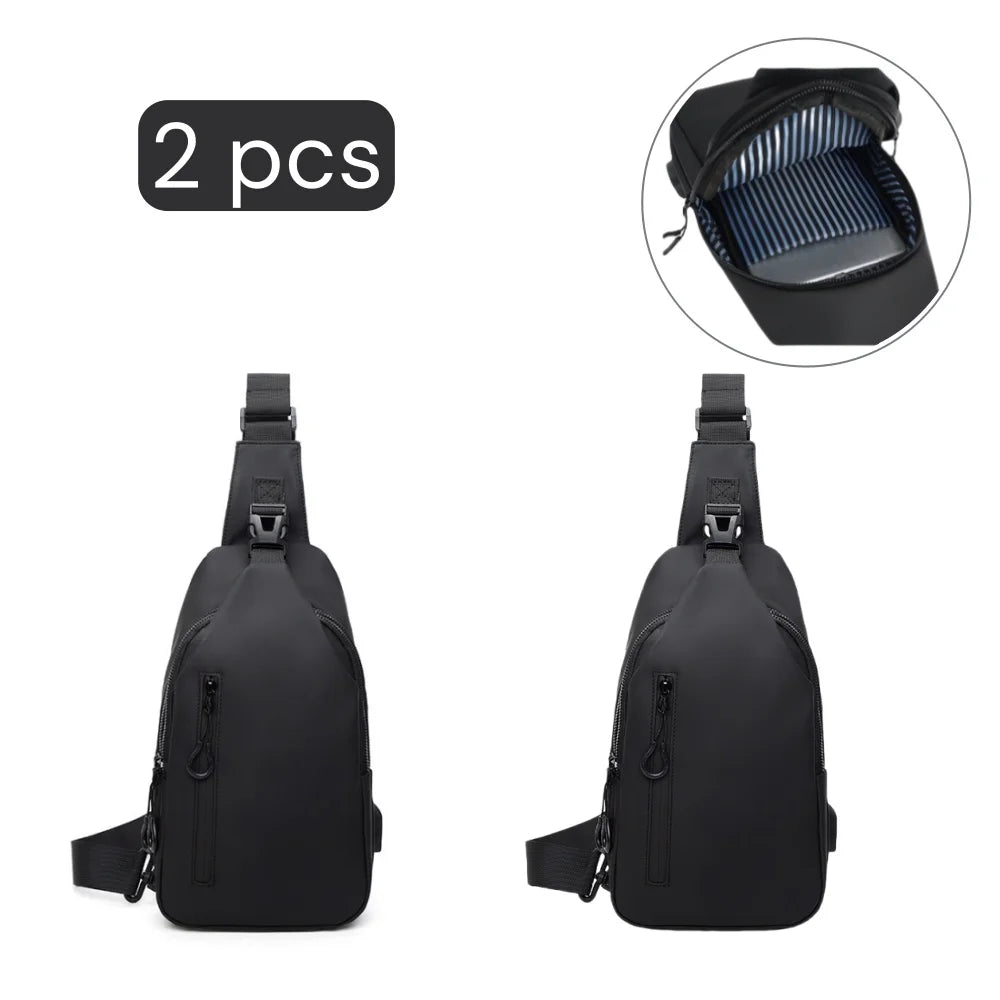 Men’s Anti-Theft Sling Bag with USB Charging Port – Waterproof Crossbody Chest Bag