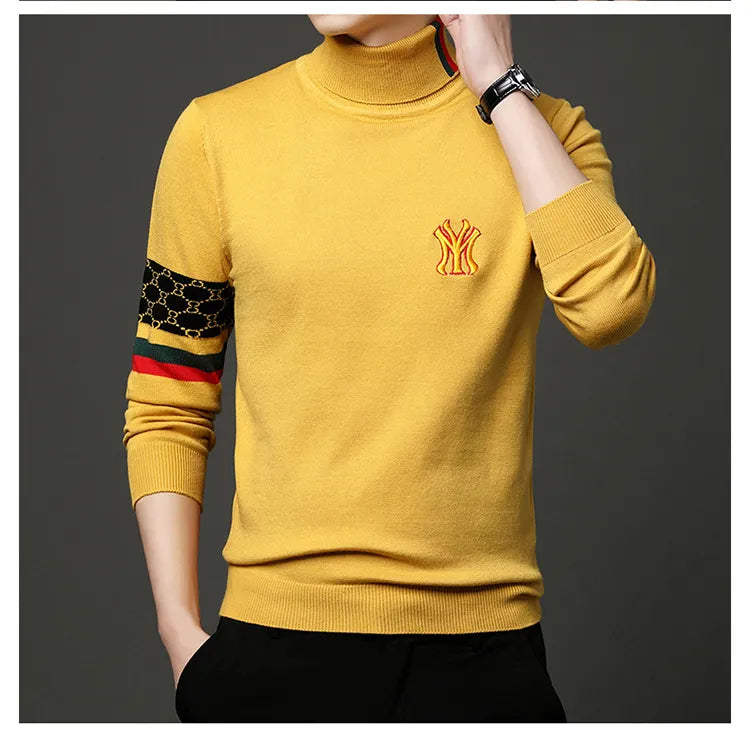 Men’s Slim Fit Knit Sweater with Sporty Sleeve Detail – Urban Elegance with Attitude