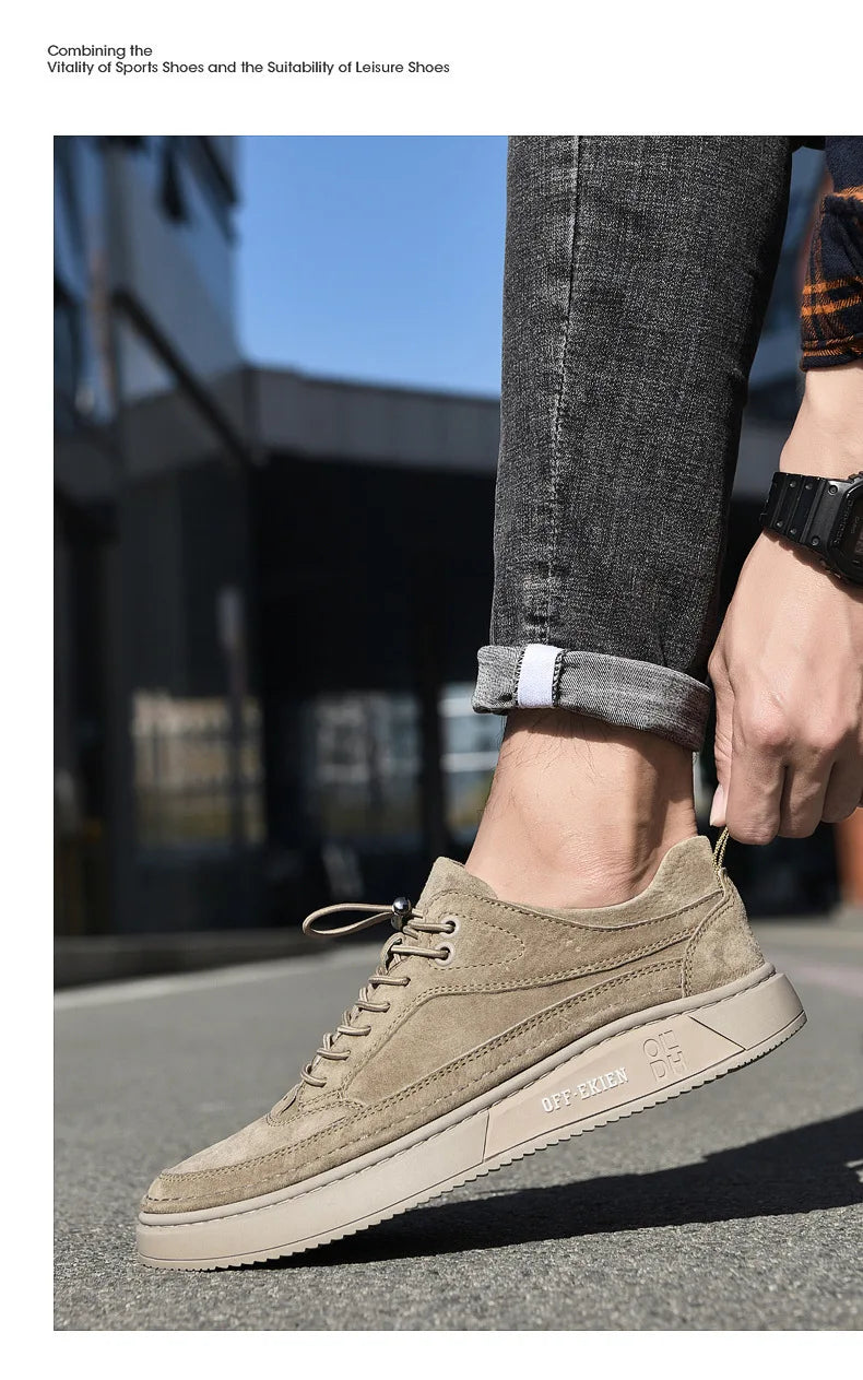 Fashion Men's Shoes - Genuine Leather Loafers, Lace-up, Comfortable, Casual