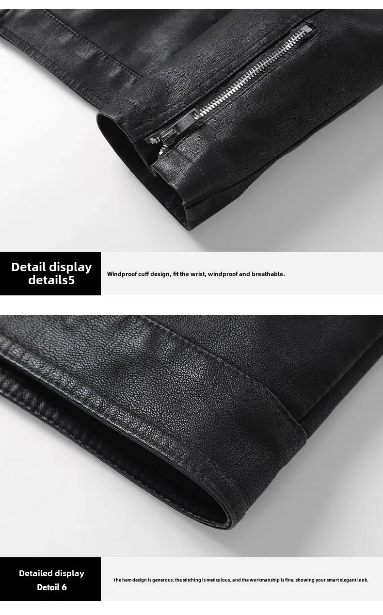 Men’s Biker-Style Jacket with Contrasting Panels and Functional Zippers